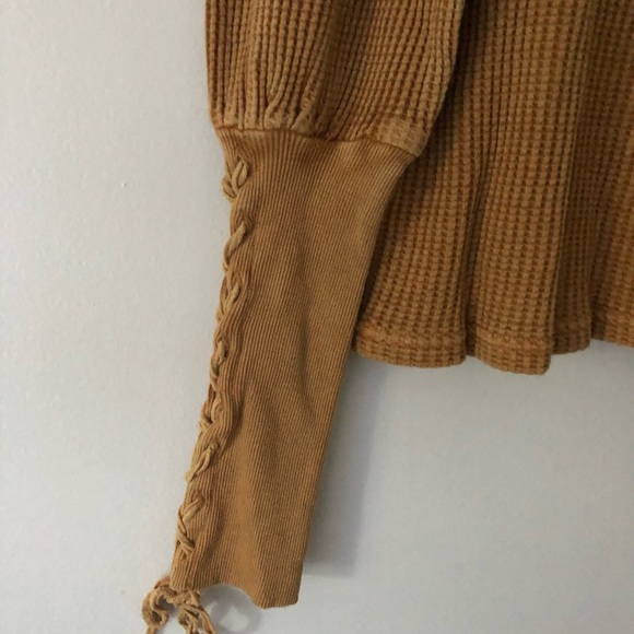 Free People Tasha Thermal Mustard Top - Picture 7 of 7